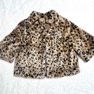 Relativity Cheetah Faux Fur Dress Vintage Jacket Single Button w/ pockets Size M